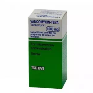 Ванкомицин-ТЕВА порошок лиофилизированный для приготовления раствора для инъекций 1000мг флакон №1- цены в Першотравенске