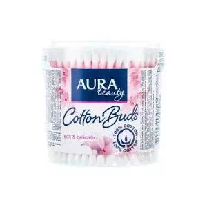 ватяні палички AURA Beauty №200 склянка білий наклейка- ціни у Шостці