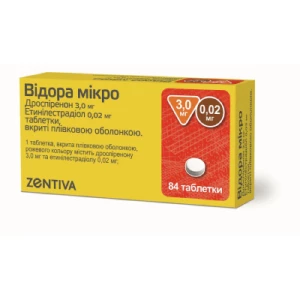 Відора мікро таблетки, в/плів. обол. по 3 мг/0.02 мг №84 (28х3)- ціни у Соледарі