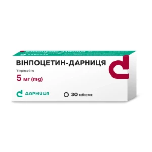 Вінпоцетин-Дарниця таблетки 5 мг №30- ціни у Дніпрі