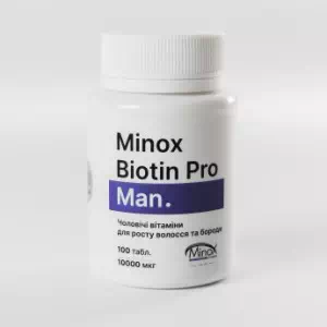 Вітаміни Minoх Biotin Pro Man д росту волосся бороди табл.№100- ціни у Покрові