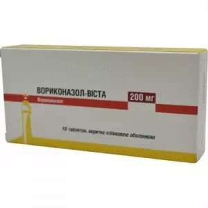 ВОРИКОНАЗОЛ-ВІСТА таблетки, в/плів. обол., по 200 мг №10 (10х1)- ціни у Нікополі