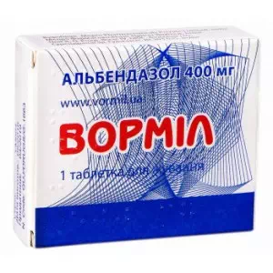 Вормил таблетки жевательные 400мг №1 (1х1) блистер- цены в Лубны