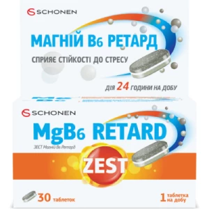 Вітаміни ZEST (Зест) MgB6 Ретард таблетки №30- ціни у Кам'янці-Подільському