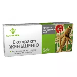 Женьшеня экстракт таблетки 0,25г №80- цены в Миргороде