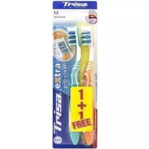 Зубная щетка Trisa Extra pro Clean, щетина средней жесткости 1+1 04626- цены в Полтаве